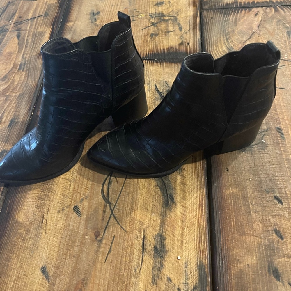 Black pointed toe booties